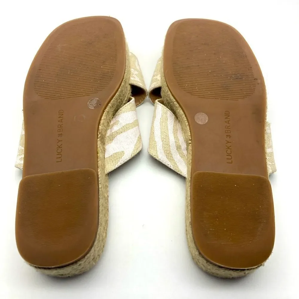 Lucky & Brand Gayte Animal Print Espadrille Sandals Size 6M/36,5 Made in Brazil